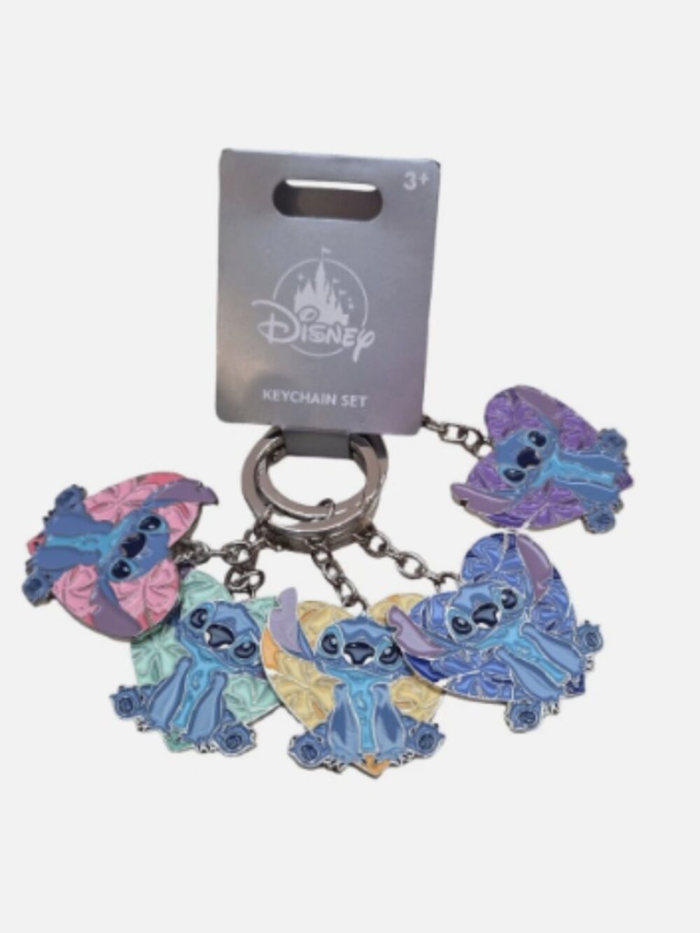 5 Pack Disney Stitch Heart Keychain Set Bag Charms